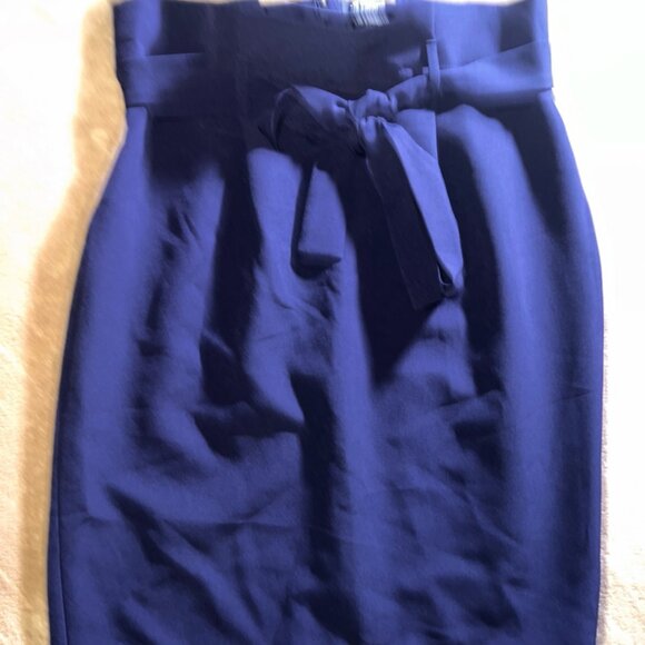 Liz Claiborne Career Women 4 Navy Belted Lady Liberty Pencil‎ Office Skirt (T) - Picture 1 of 7